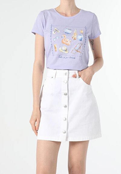 Image de T-shirt À Manches Courtes Violet Regular Fit  Femme