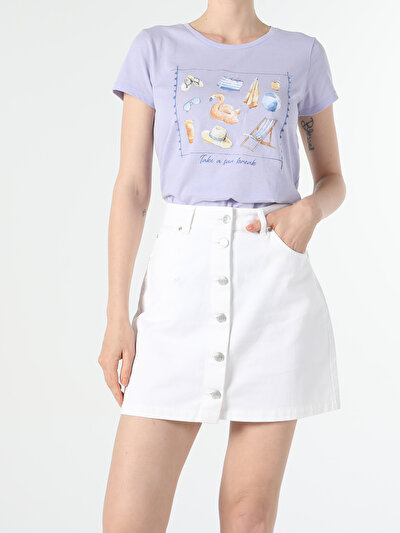Image de T-shirt À Manches Courtes Violet Regular Fit Femme