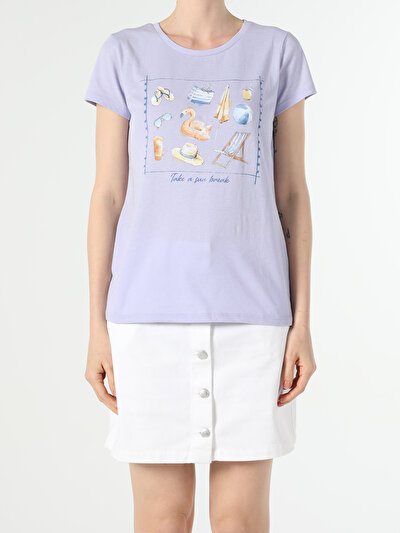 Image de T-shirt À Manches Courtes Violet Regular Fit  Femme