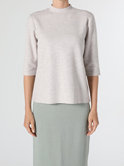 Image de T-shirt À Manches Longues Beige Regular Fit  Femme