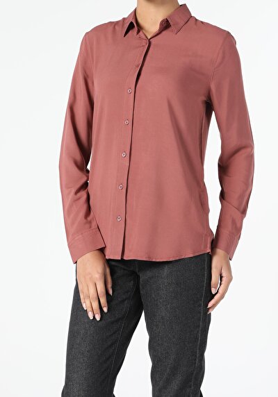 Afficher les détails de Chemise À Manches Longues Marron Regular Fit   Femme