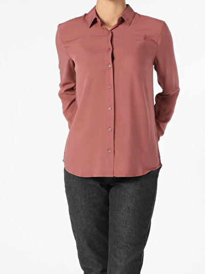 Afficher les détails de Chemise À Manches Longues Marron Regular Fit   Femme