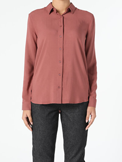Afficher les détails de Chemise À Manches Longues Marron Regular Fit   Femme