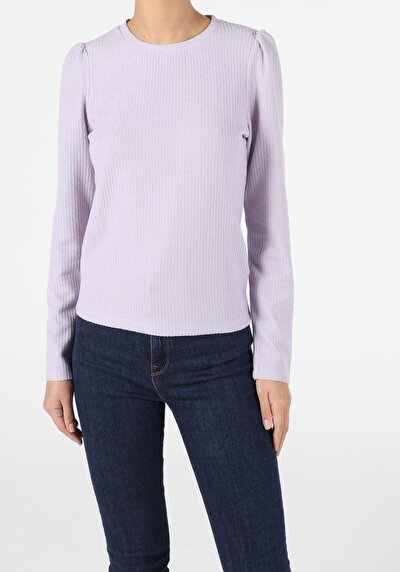 Image de T-shirt À Manches Longues Violet Slim Fit  Femme