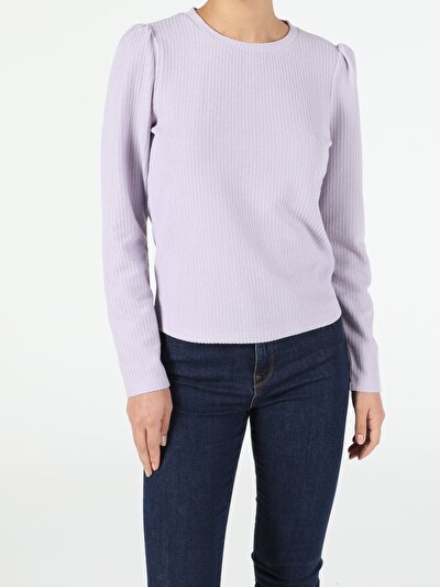 Image de T-shirt À Manches Longues Violet Slim Fit  Femme