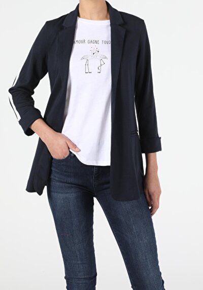 Image de Veste De Blazer Marine Regular Fit Femme