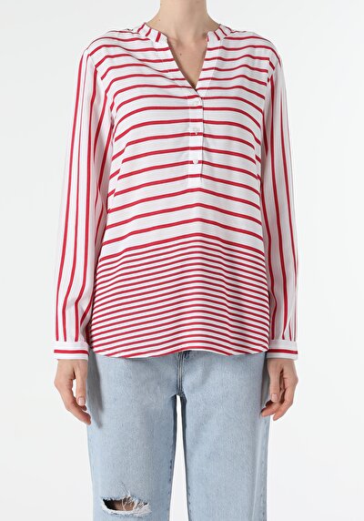 Image de Chemisier À Manches Longues Rouge Regular Fit Femme