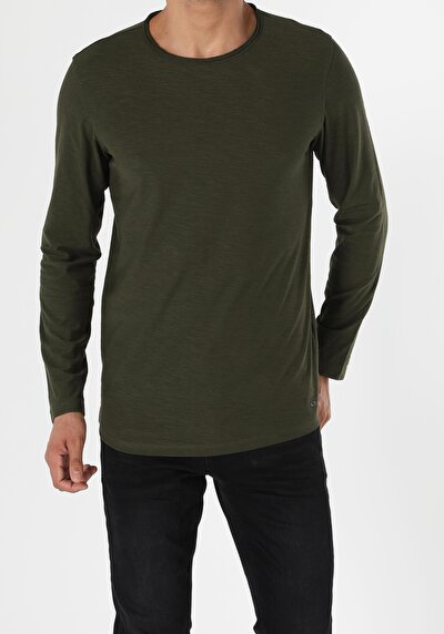 Image de T-shirt À Manches Longues Kaki Regular Fit  Homme