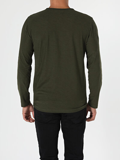 Image de T-shirt À Manches Longues Kaki Regular Fit  Homme