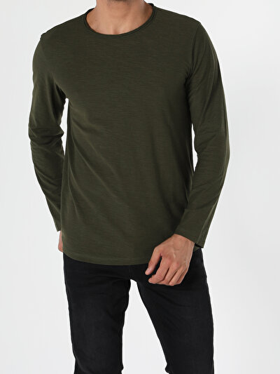 Image de T-shirt À Manches Longues Kaki Regular Fit Homme