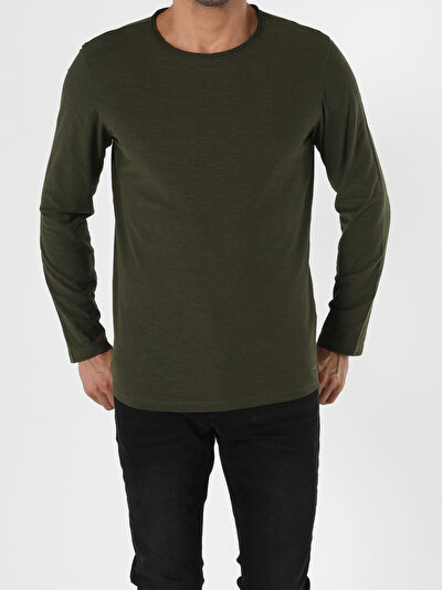 Image de T-shirt À Manches Longues Kaki Regular Fit  Homme