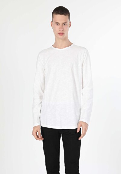 Image de T-shirt À Manches Longues Blanc Regular Fit Homme
