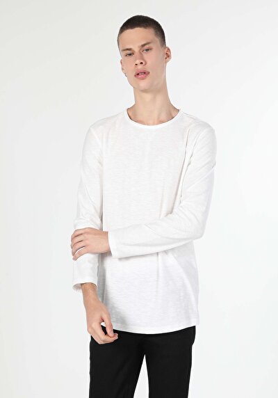 Image de T-shirt À Manches Longues Blanc Regular Fit Homme
