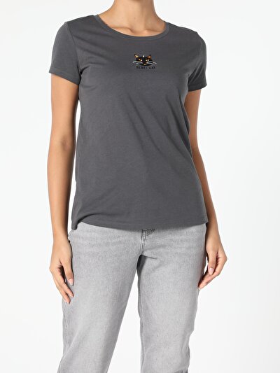 Image de T-shirt À Manches Courtes Anthracite Regular Fit  Femme