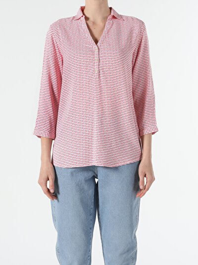 Image de Chemisier À Manches Longues Corail Slim Fit Femme