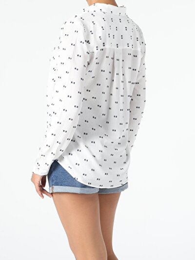 Image de Chemisier À Manches Longues Blanc Regular Fit Femme