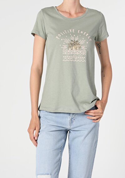 Image de T-shirt À Manches Courtes Vert Regular Fit Femme