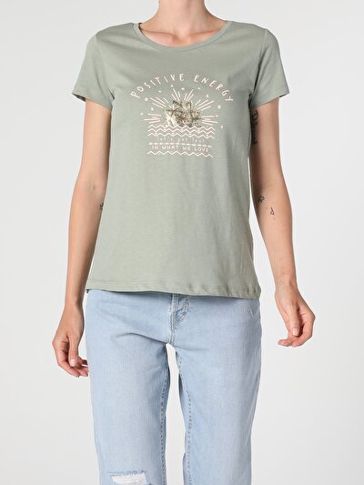 Image de T-shirt À Manches Courtes Vert Regular Fit  Femme
