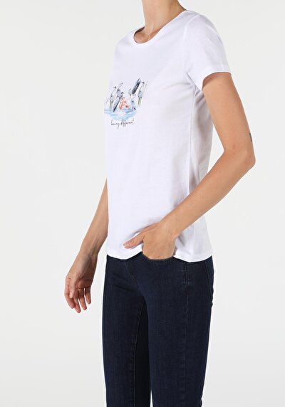 Image de T-shirt À Manches Courtes Blanc Regular Fit  Femme