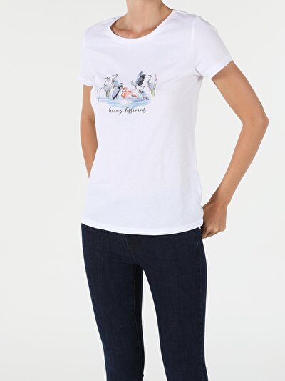 Image de T-shirt À Manches Courtes Blanc Regular Fit Femme
