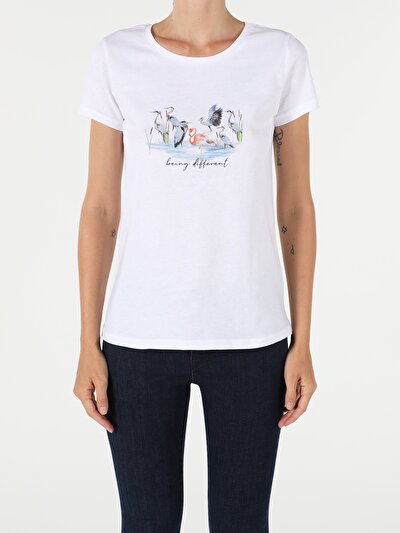 Image de T-shirt À Manches Courtes Blanc Regular Fit  Femme