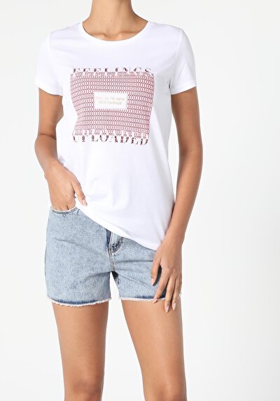 Image de T-shirt À Manches Courtes Blanc Regular Fit Femme