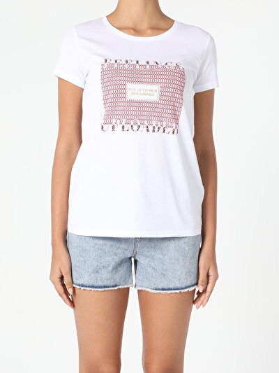 Image de T-shirt À Manches Courtes Blanc Regular Fit  Femme