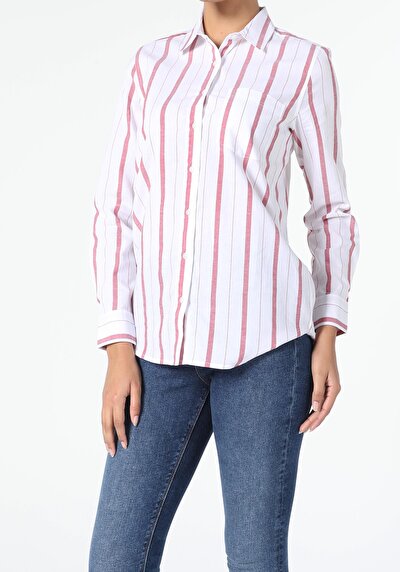 Image de Chemise À Manches Longues Rouge Regular Fit   Femme