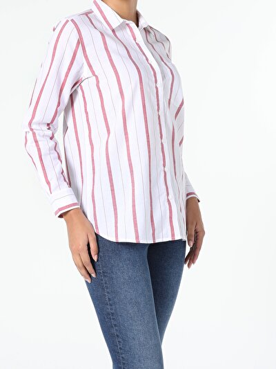Image de Chemise À Manches Longues Rouge Regular Fit Femme