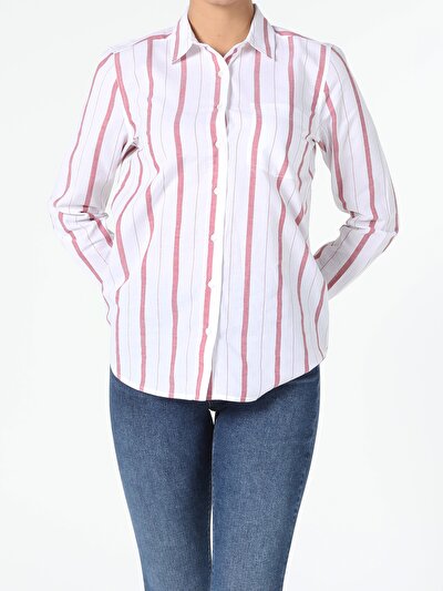 Image de Chemise À Manches Longues Rouge Regular Fit   Femme