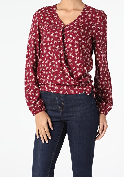 Image de Chemisier À Manches Longues Bordeaux Regular Fit Femme