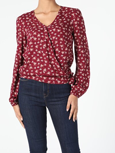 Image de Chemisier À Manches Longues Bordeaux Regular Fit Femme