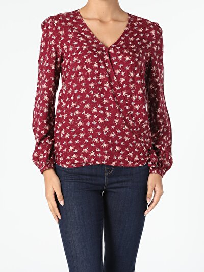 Image de Chemisier À Manches Longues Bordeaux Regular Fit Femme