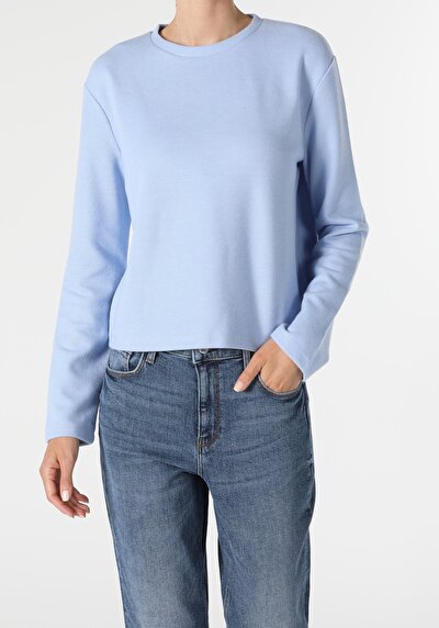 Image de T-shirt À Manches Longues Bleu Regular Fit  Femme