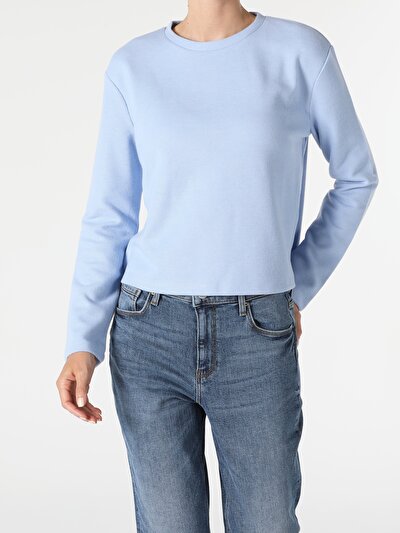 Image de T-shirt À Manches Longues Bleu Regular Fit  Femme