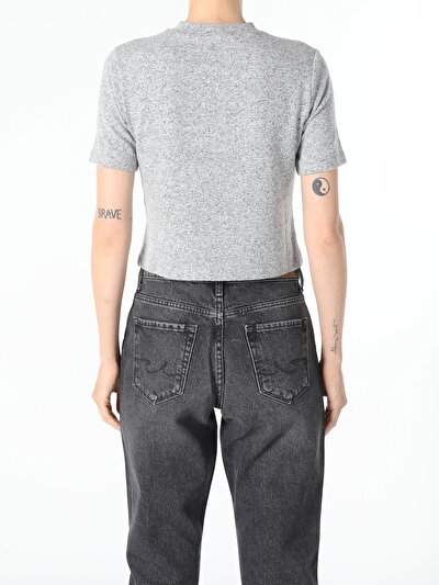Image de T-shirt À Manches Courtes Gris Slim Fit Femme