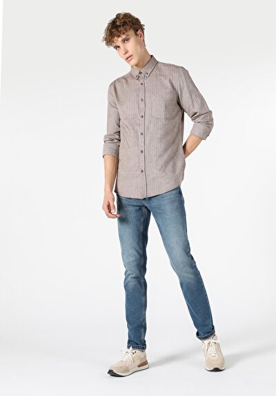 Image de Chemise À Manches Longues Blanc Slim Fit   Homme