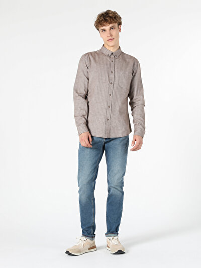 Image de Chemise À Manches Longues Blanc Slim Fit   Homme