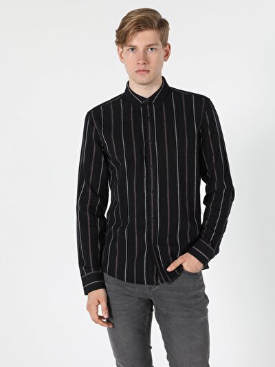 Image de Chemise À Manches Longues Anthracite Slim Fit   Homme