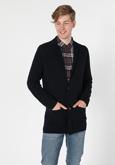 Image de Cardigan Tricot Marine Slim Fit Homme