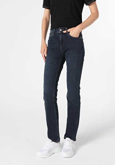 Image de 792 Mila Pantalon Bleu Foncé Straight Leg En Regular Fit Femme