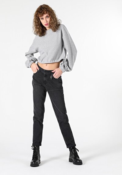 Image de 893 Julia Pantalon Bleu Tapered Leg En Boyfriend Fit Femme
