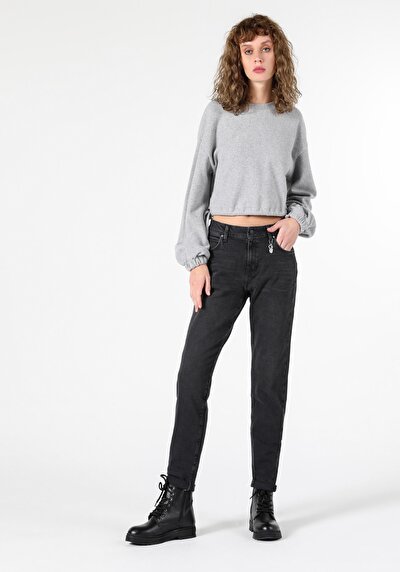 Afficher les détails de 893 Julia Pantalon Bleu Tapered Leg  En  Boyfriend Fit Femme
