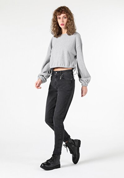 Afficher les détails de 893 Julia Pantalon Bleu Tapered Leg  En  Boyfriend Fit Femme