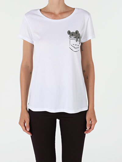 Image de T-shirt À Manches Courtes Blanc Regular Fit  Femme