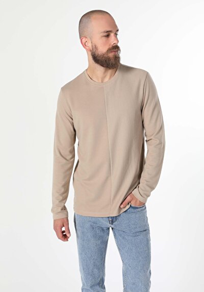 Image de T-shirt À Manches Longues Beige Regular Fit  Homme
