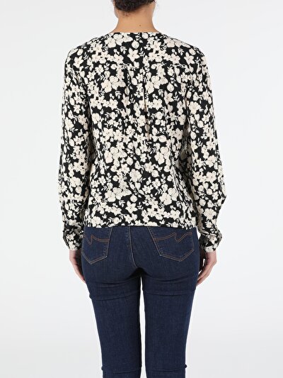 Image de Chemisier À Manches Longues Noir Regular Fit Femme