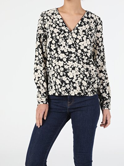 Image de Chemisier À Manches Longues Noir Regular Fit Femme