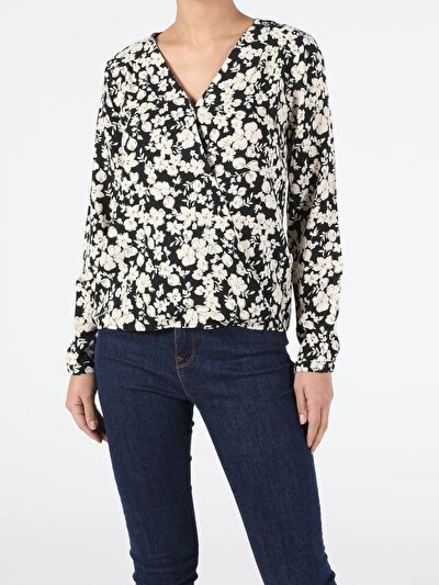 Image de Chemisier À Manches Longues Noir Regular Fit Femme