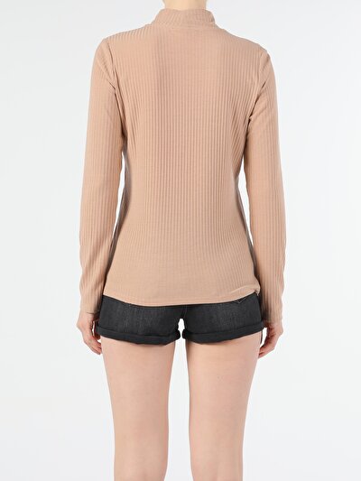 Image de T-shirt À Manches Longues Beige Slim Fit Femme